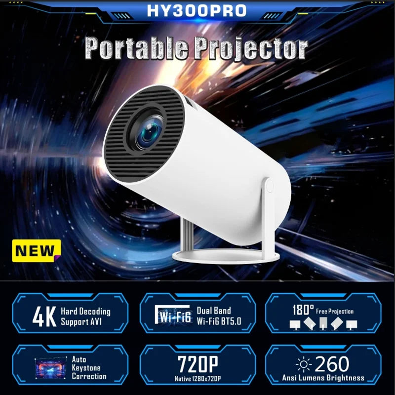 DITONG HY300 Pro Projector Android11 4K 1280*720P Dual  Wifi 260ANSI Video Cinema Outdoor Portable Outdoor home hd led Projetor