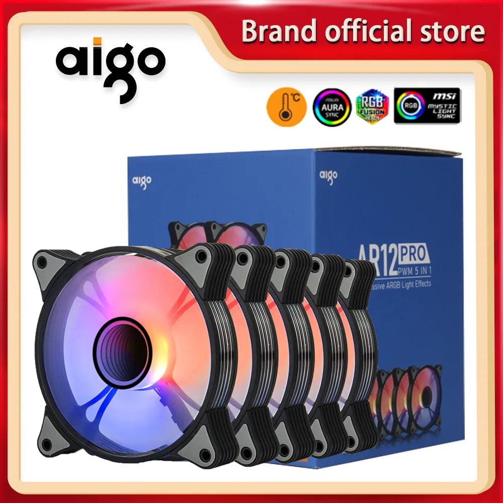 Aigo AR12PRO 120mm RGB Computer Case Fan with High Airflow and Long Lifespan  ourlum.com   