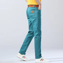 Spring Men's Slim Jeans Classic Style Straight Elasticity Cotton Denim Pants Male Brand Wine Red Black White Trousers