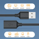 USB Extension Cable USB 2.0 Extender Cord Mini Fast Data