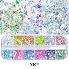 Iridescent Hexagon Nail Glitter Powder Kit: Holographic Sparkle for Gel Manicures