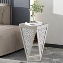 Pregaspor Silver Mirrored End Table with Crystal Inlay