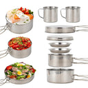 8-Piece Stainless Steel Camping Cookware Set for Hiking