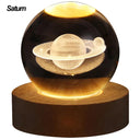 USB LED night light, Galaxy Crystal Ball lamp, 3D planet moon lamp, home decoration  ourlum.com Saturn-A  