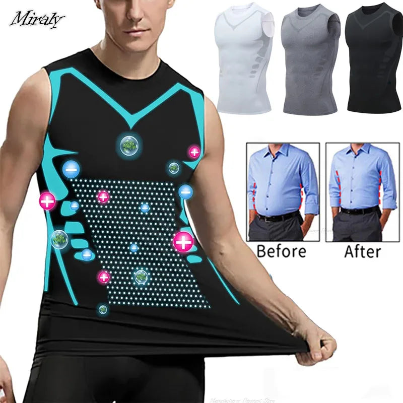 Men's Ice-Silk Compression Shaping Vest for Tummy Control and Fitness