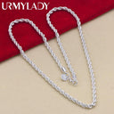 925 Sterling Silver Rope Chain Necklace Elegant Unisex Jewelry