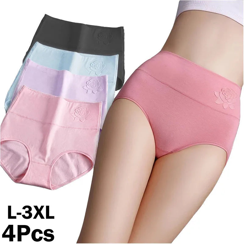 High-Waisted Cotton Blend Seamless Panties Set for Women - Breathable and Stylish Slimming Underwear - Our Lum  Our Lum   