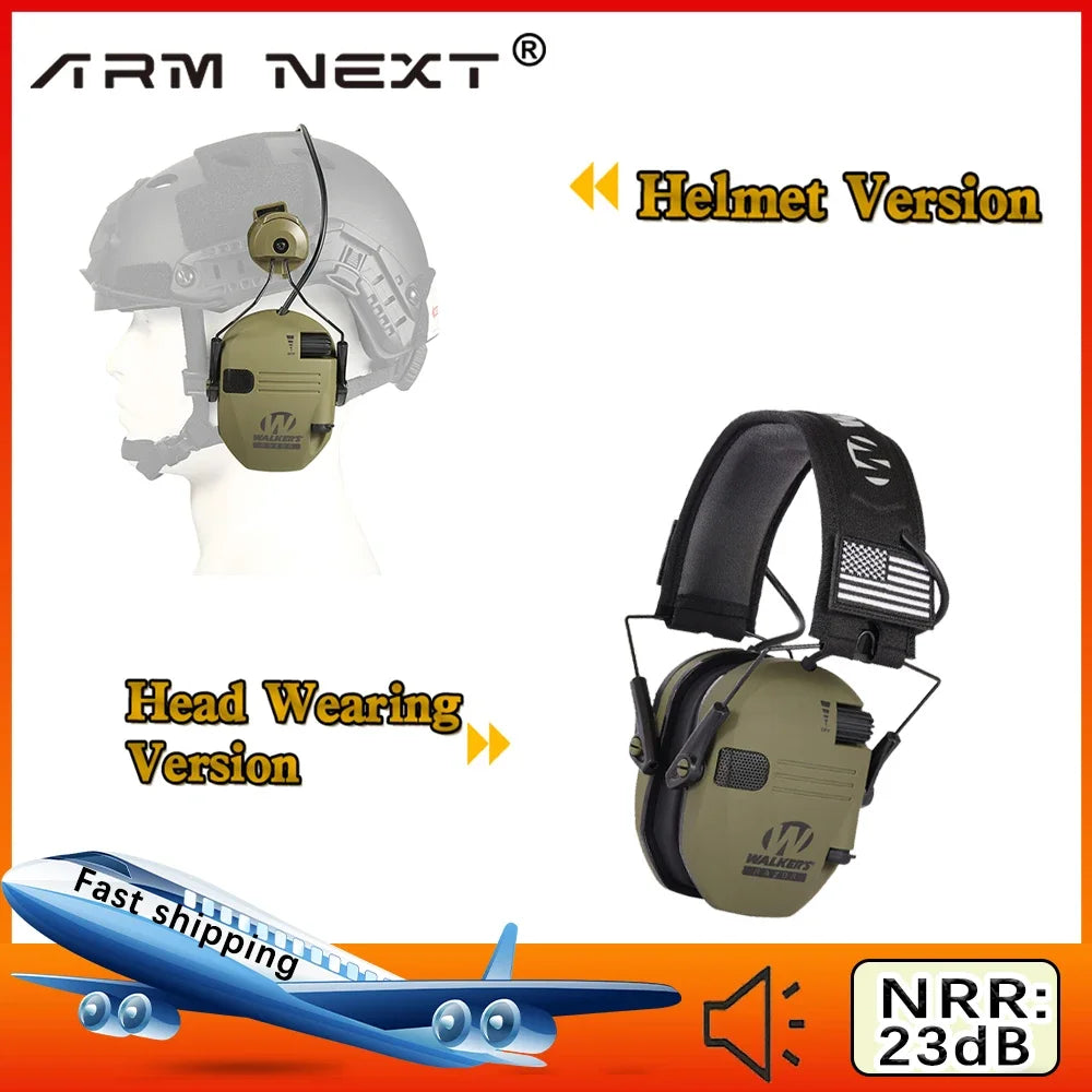 New Generation Walker Tactical Electronic Shooting Earmuff Anti-noise Headphone&Helmet Version Headset NRR23dB Free Shipping