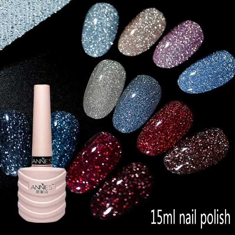 15ml Reflective Glitter Gel Nail Polish 12Color Sparkling Auroras Laser Nails Semi Permanent Soak Off UV Gel Varnish Poly Gel  ourlum.com   