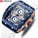 Curren 8442 Men's Luxury Chronograph Quartz Watch Casual Date Wristwatch with Silicone Band