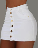 Sexy Denim Skirt Trendy Button Fly Design for Women