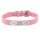 Custom Dog Collar: Engraved ID Anti-lost Leather for Dogs-Cats  ourlum Pink XXS (17-22cm) 