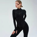 Autumn Elegance Zip-Up Bodysuit Stylish O-Neck Design Fashion