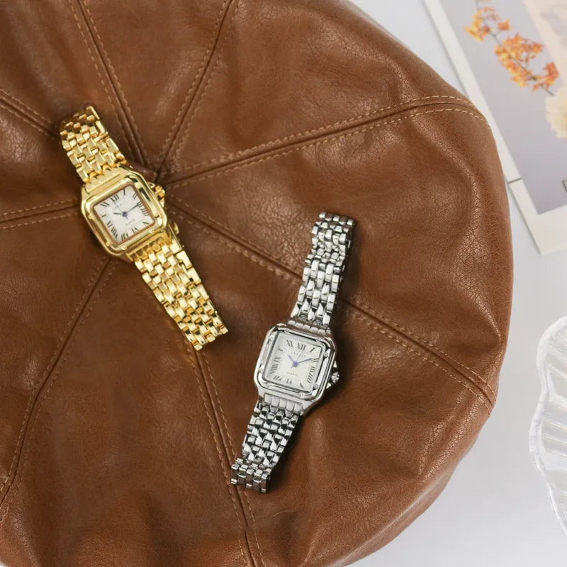 Luxury Silver Quartz Women's Watch: Elegant Square Wristwatch  ourlum.com   