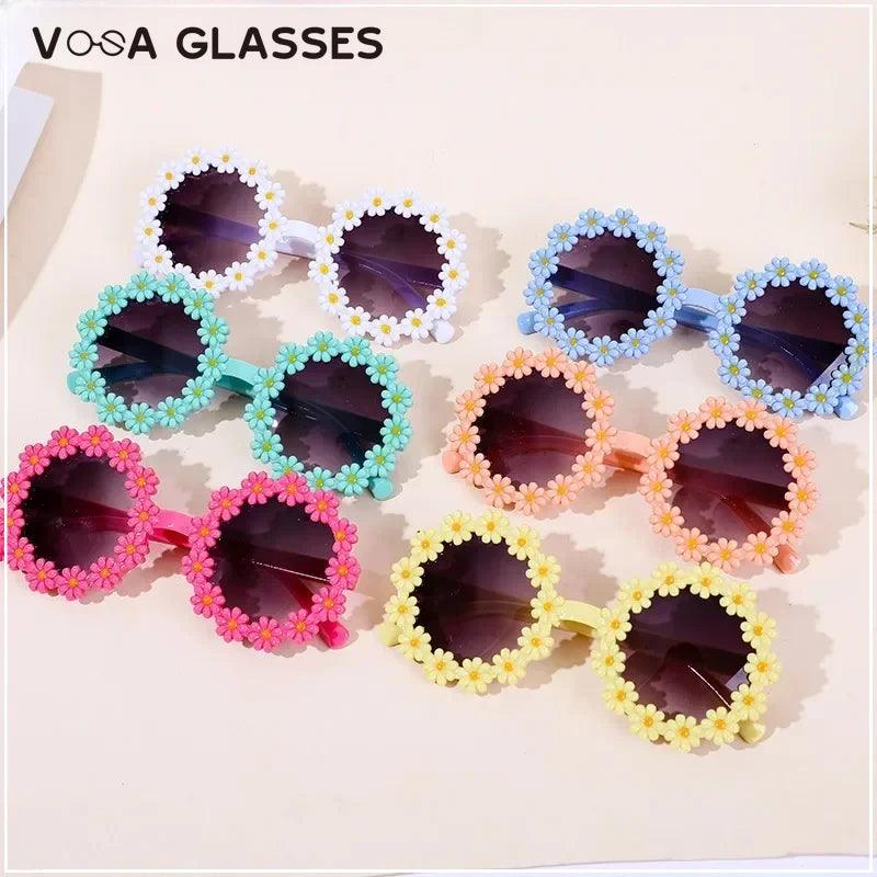 Cute Sunflower Round Sunglasses for Girls - Stylish UV Protection for Kids