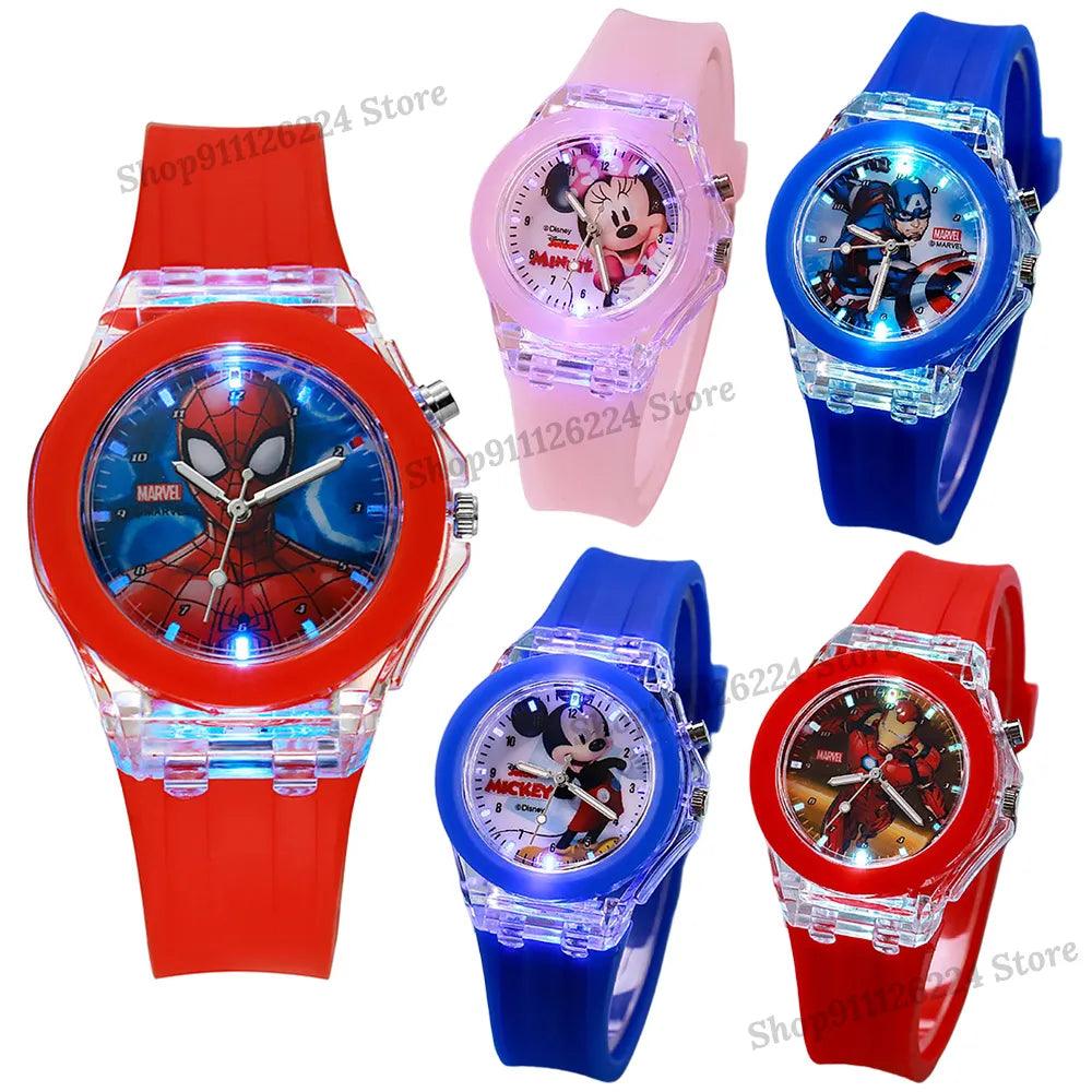 Mickey Mouse Kids Watches: Colorful Light Spiderman Design  ourlum.com   