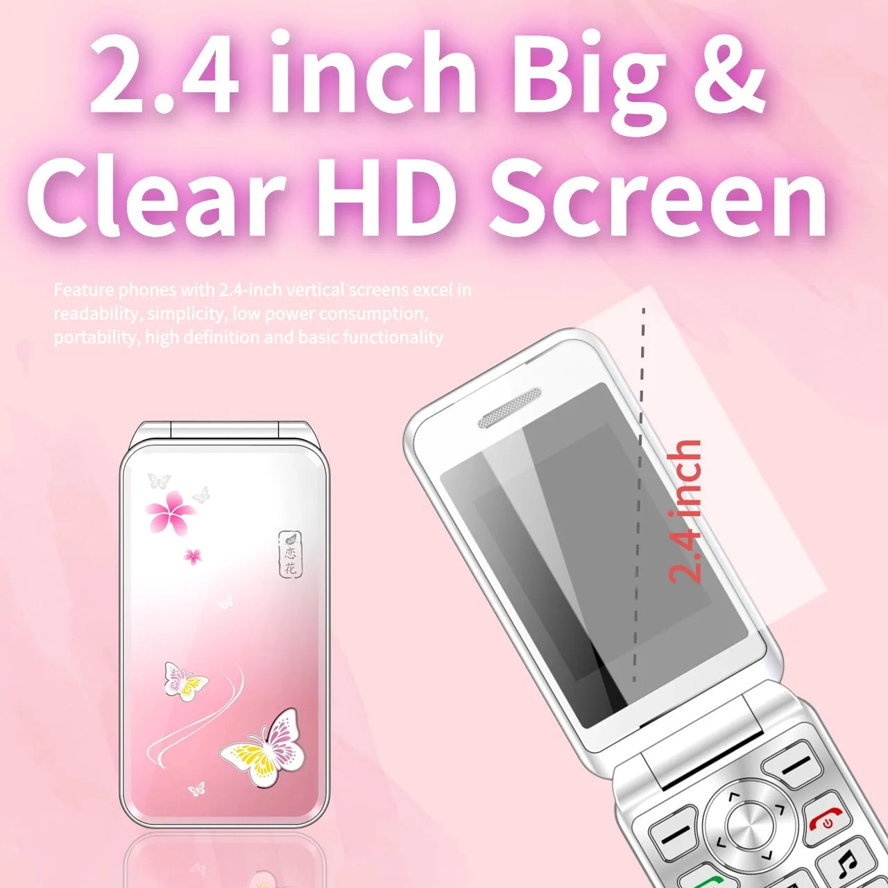 Mafam Women Flip Mobile Phone Hand Writing Touch Display Slim Flashlight Cute Cover Style Dual Sim Big Push Button Cellphone