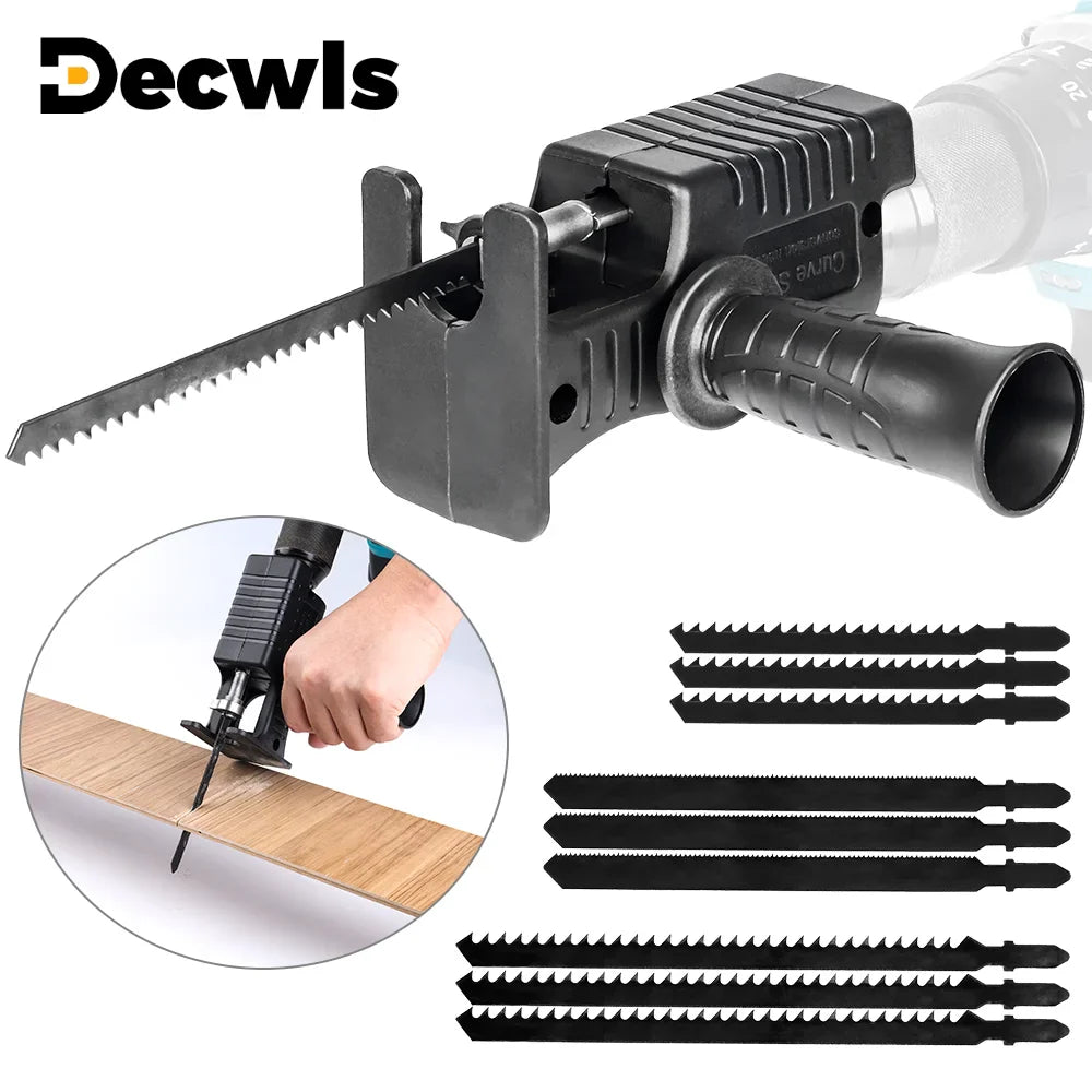 3/9pcs Multipurpose Reciprocating Saw Adapter Kit Portable Electric Jig Saw for Cutting Wood/PVC/Metal Home DIY Woodworking Tool  ourlum.com   