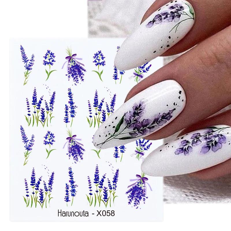 Lavender Spring Flower Nail Water Decals - DIY Nail Art Stickers  ourlum.com   