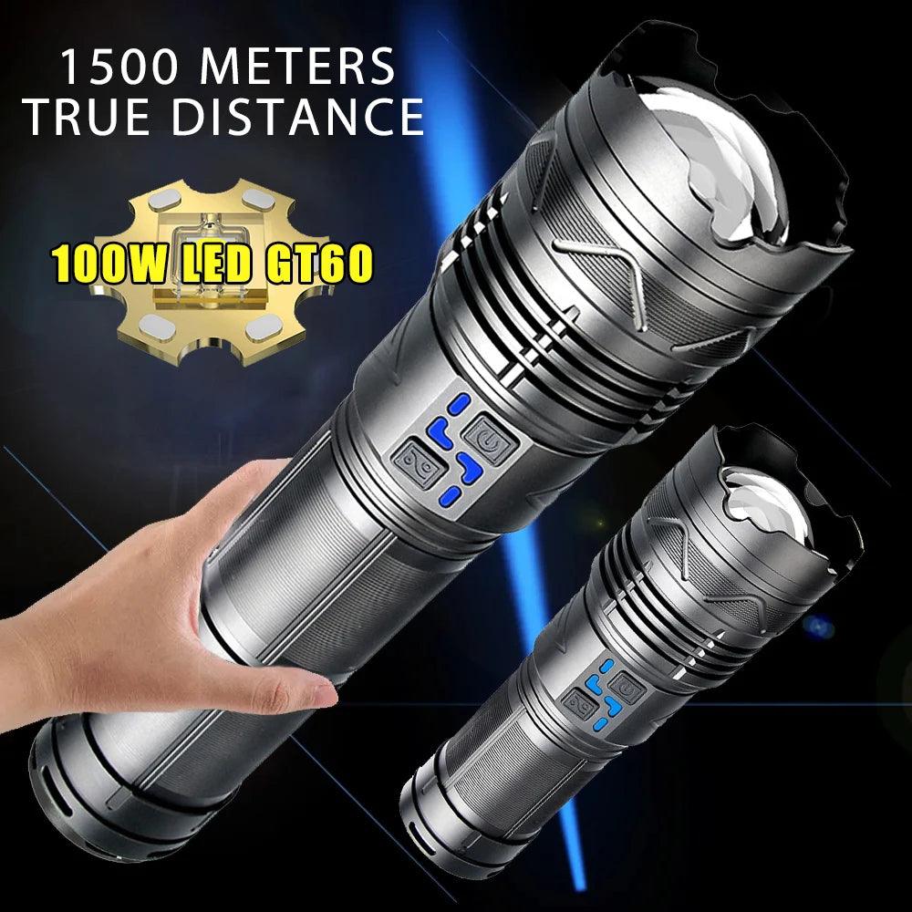Ultra Bright LED Flashlight with Long Range Beam - Rechargeable Tactical Handheld Torch for Outdoor Camping  ourlum.com   