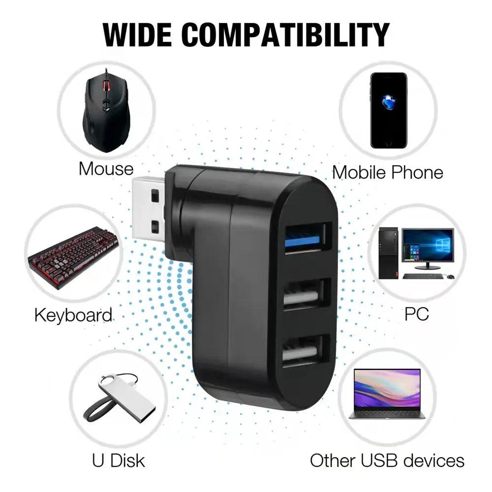 USB Hub Adapter: High-Speed Connectivity with Rotating Design  ourlum.com   