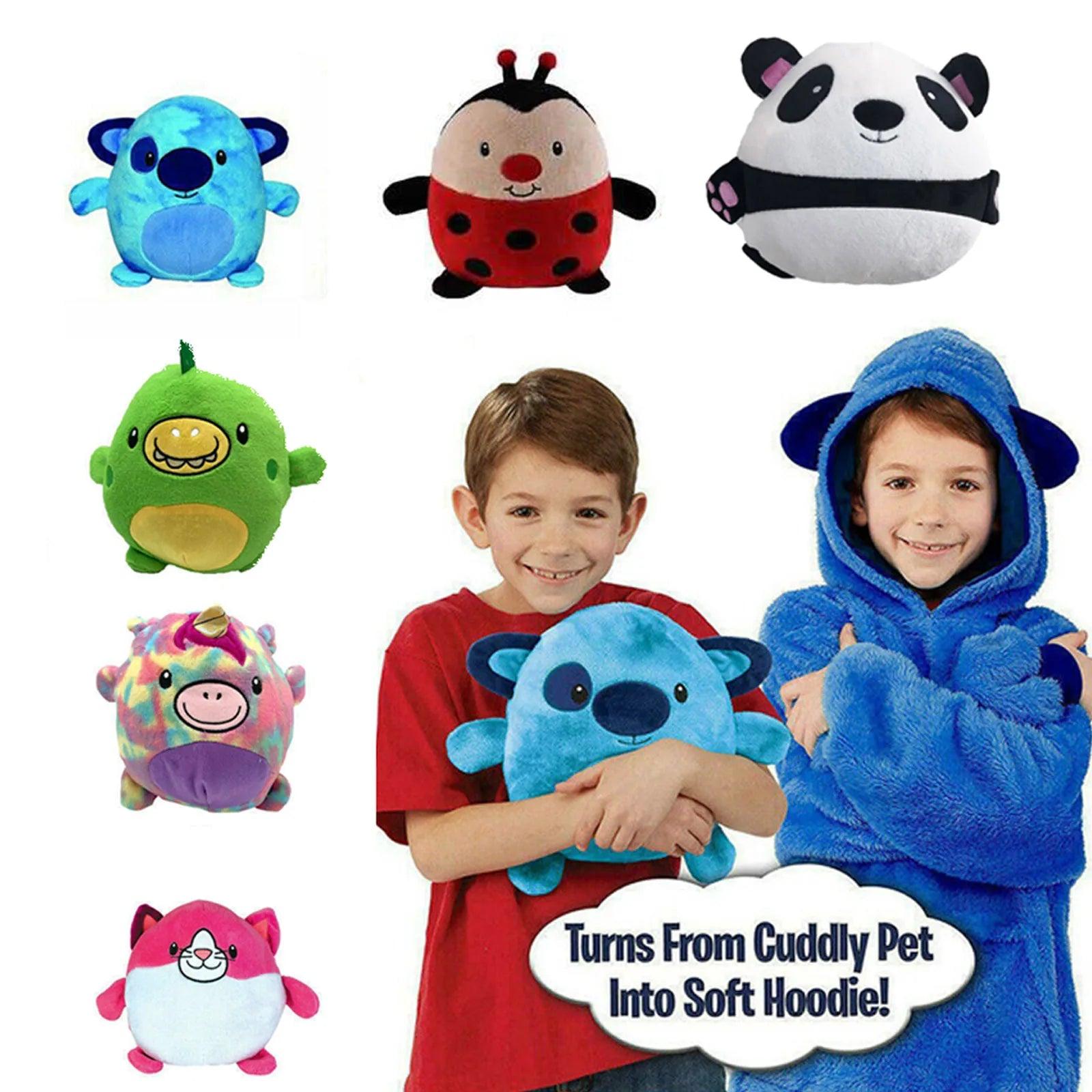 Cartoon Pets Hoodie Blanket: Cozy Kids' Wearable Pajamas & Pillow  ourlum.com   