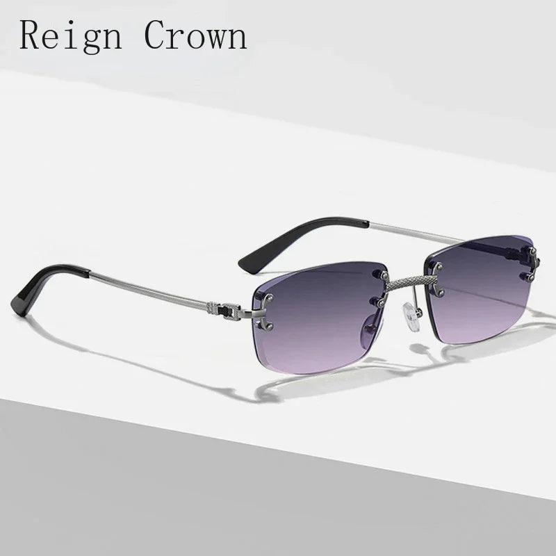 Unisex UV400 Rimless Square Sunglasses - Trendy Frameless Metal Eyewear for Stylish Sun Protection