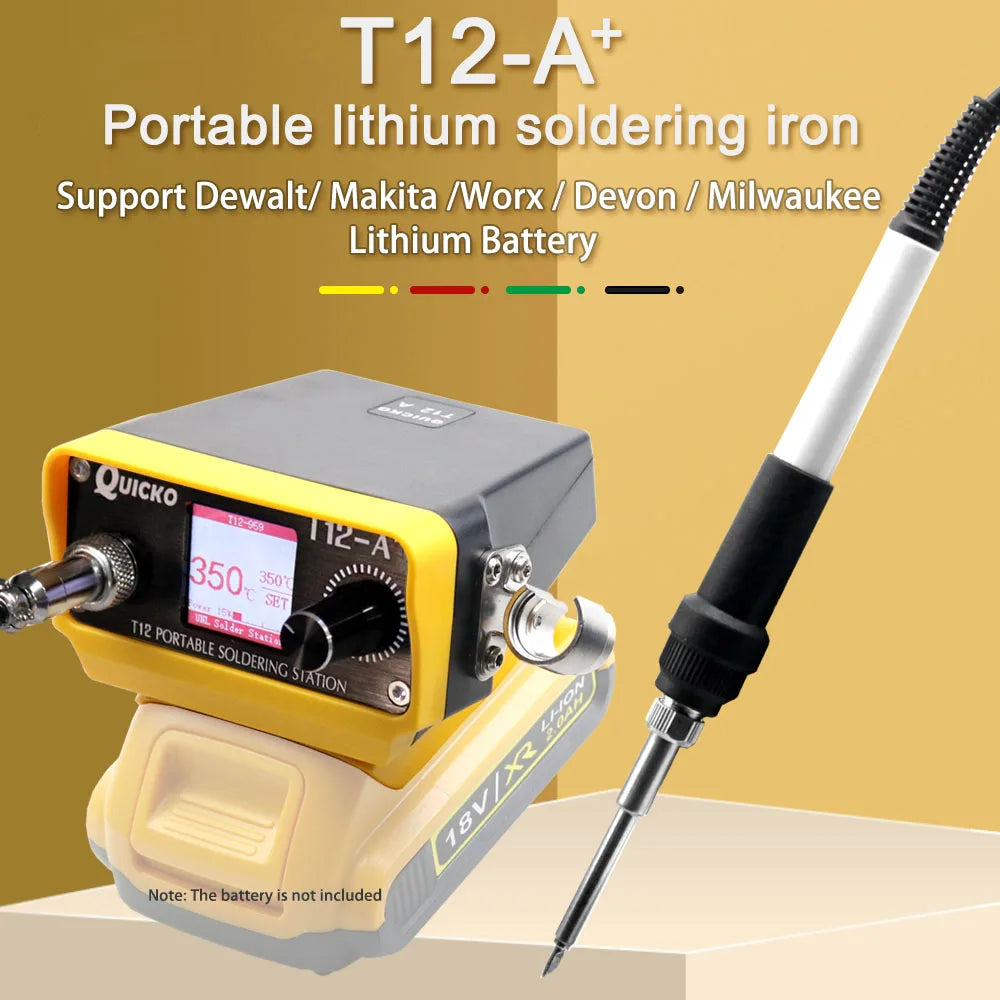 T12-A plus Cordless Soldering Station Solder Iron for Dewalt/Makita/Milwaukee/Devon Battery 20V Max Li-ion Battery for DIY kit