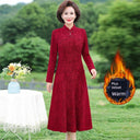 Middle-Aged Jacquard Dress Stylish Autumn Essential Attire