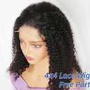 Natural Black Jerry Curly Lace Front Wig Versatile Human Hair