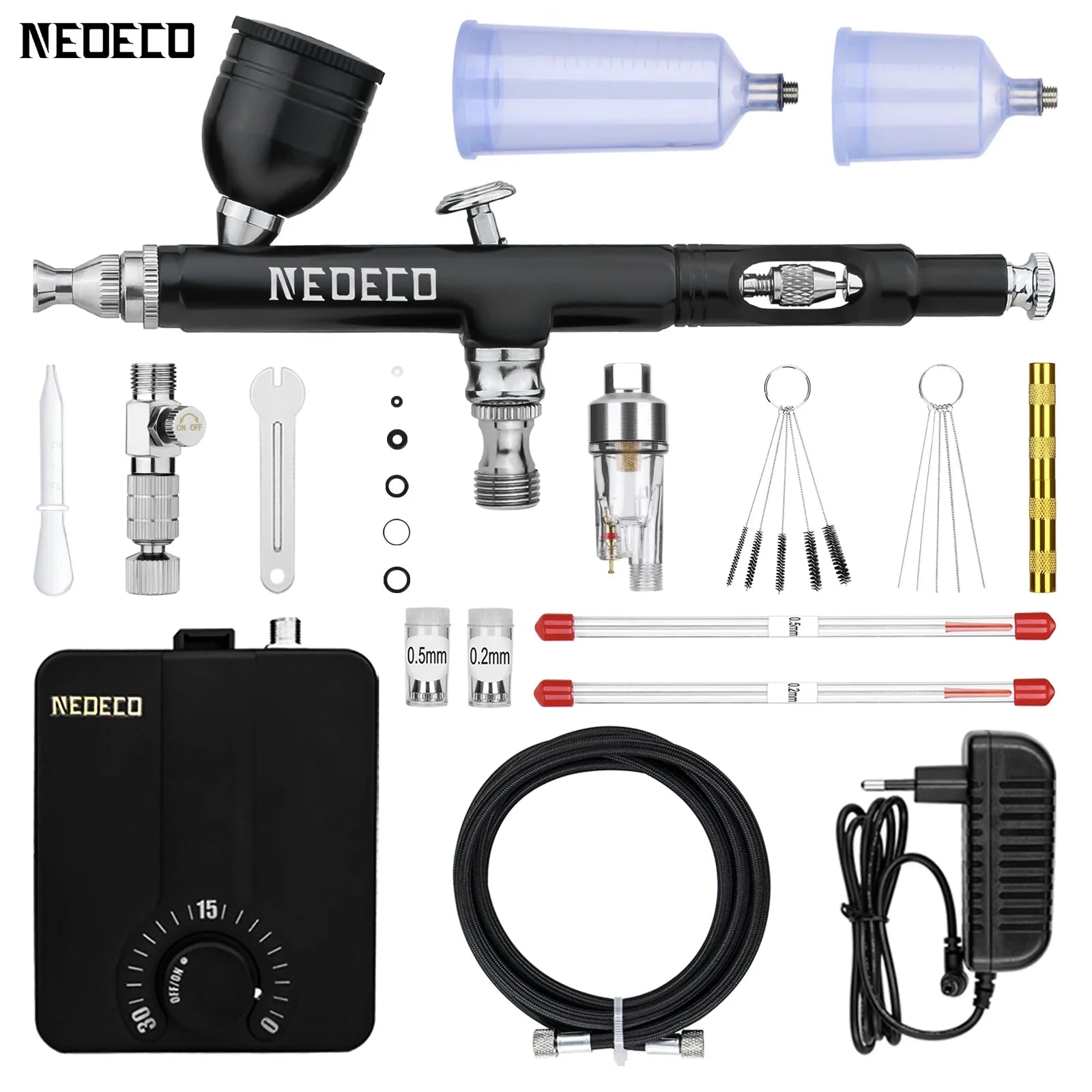 Neoeco 30PSI Airbrush Kit, Dual-Action Multi-Function Portable Airbrush Set  Noise-reducing Compressor for Painting Cake Model  ourlum.com NCT-SJ33B500K-S1 US PLUG 