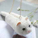 Women Cute Cat Plush Shoulder Bag Lady Fur Messenger Bag