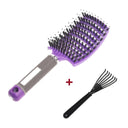 Hair Scalp Massage Comb Bristle Nylon Hairbrush Wet Curly Detangle  Anti-Static Hair Brush Professional Salon Hairdressing Style  ourlum.com A Purple and Brush  