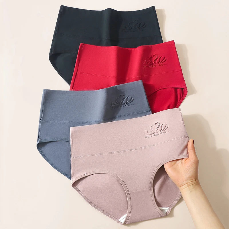 4Pcs Cotton Women's Panties High Waist Body Shaper Underwear Breathable Underpants Plus Size M-5XL Panty  Soft Female Briefs