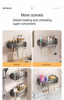 Vacuum Suction Cup Bathroom Shelf Wall Mounted Aluminum Organizer