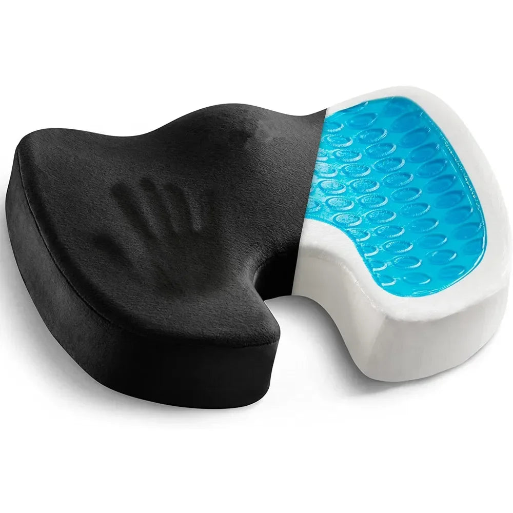 Orthopedic Gel Memory Foam Coccyx Cushion for Tailbone Pain Relief - Non-Slip Seat Cushion for Office and Car Use