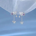 2023 Korean New Light Luxury Zircon Moon Star Earrings