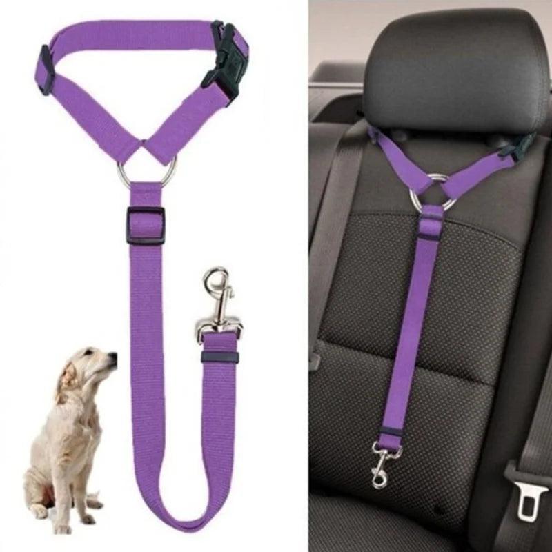 Pet Car Safety Leash with Adjustable Harness and Seat Belt Compatibility  ourlum.com   