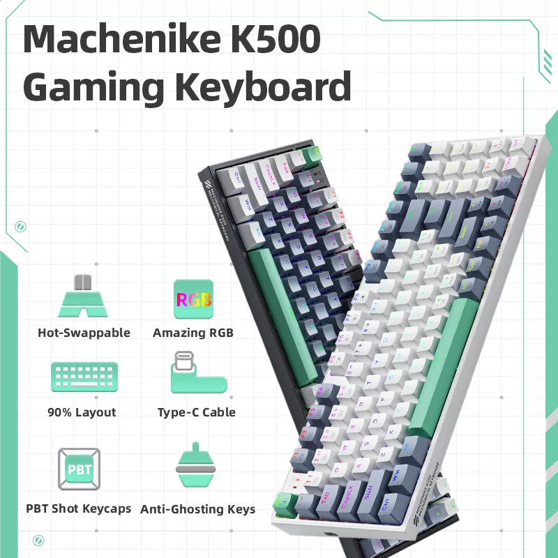 Machenike K500 RGB Mechanical Keyboard: Enhanced Typing & Hot-Swappable Keys  ourlum.com   