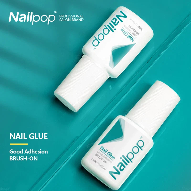 Nailpop Fast Dry Nail Glue with Brush Nail Art Tips Glitter Acrylic Decoration Nail Art Tools Manicure Accessories 2pcs  ourlum.com CHINA  