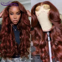 Luxe Reddish Brown Wavy Peruvian Human Hair Wig Women