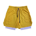 Ultimate Men's Double Layer Fitness Shorts - Ideal for Gym, Beach, Pool, and Summer Activities  ourlum.com Yellow M 