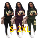 2 Piece Set Women Outfit LOVE Letter Print Tracksuit Plus Size