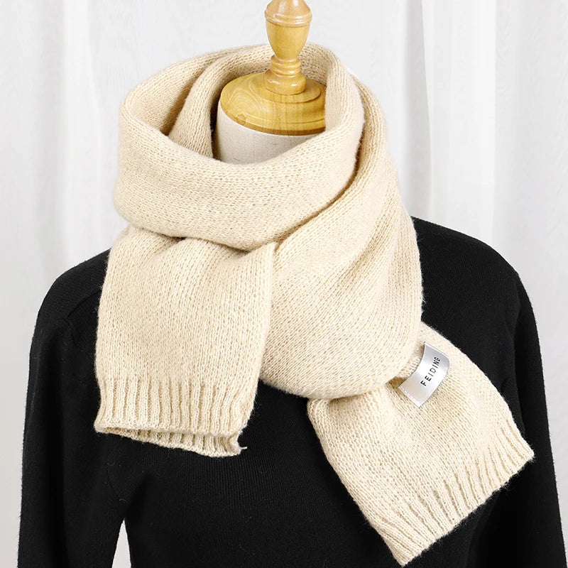 Women's Solid Color Wool Knitted Warm And Thickened Versatile Decorative Scarf Neck Gaiter Suitable For Winter Matching Casual