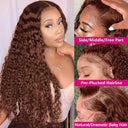 13x4 HD Lace Front Human Hair Wig Chocolate Brown Curly