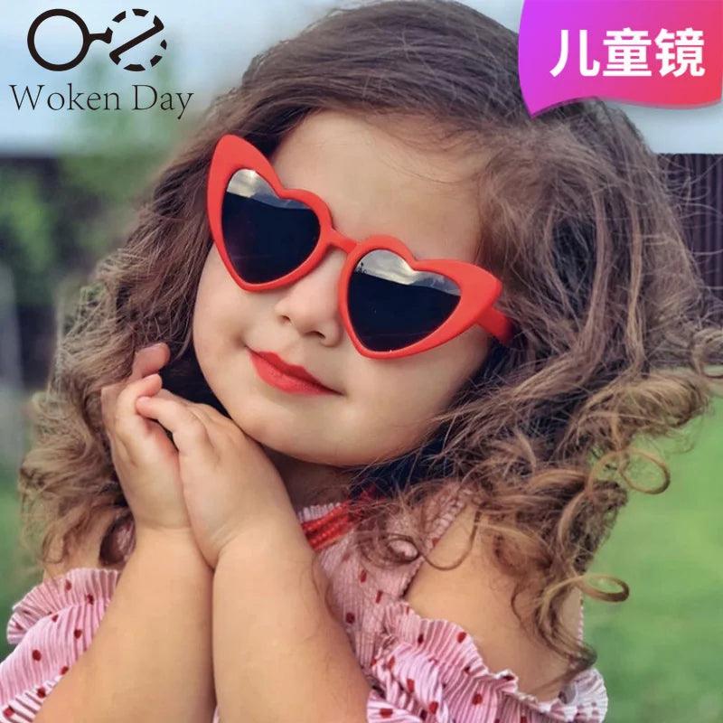 Kids Cartoon Heart Sunflower UV400 Sunglasses - Fun Round Outdoor Glasses for Boys and Girls