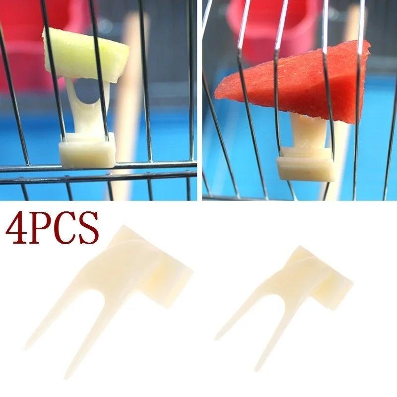 Birds Parrots Fruit Fork Plastic Food Holder Cage Feeder  ourlum.com 4x1.5cm CHINA 