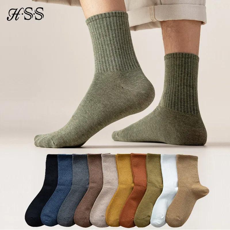 HSS Men's Business Dress Socks: Stylish Breathable Long Socks - Variety Colors & Sizes