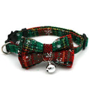 Christmas Cat Dog Collar with Bowknot Bell Plaid Snowflake Breakaway Necklace  ourlum.com Red green  