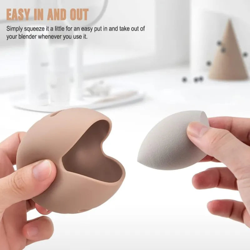 Makeup Sponge Holder Eco-Friendly Silicone Multi-hole Beauty Storage Case Travel Protable Cosmetic Puff Holder Box  ourlum.com   